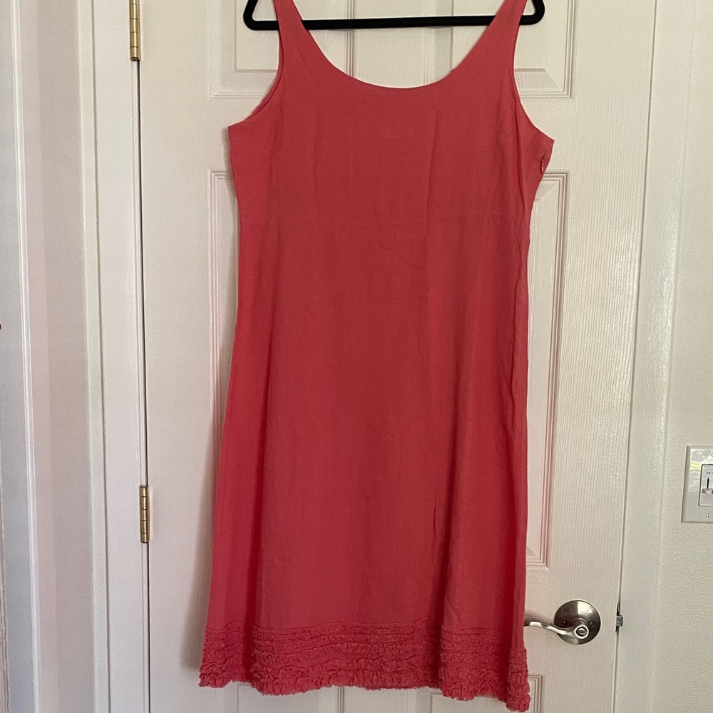 Eileen Fisher  100% Irish Linen Coral Sleeveless Dress L/XL Great condition